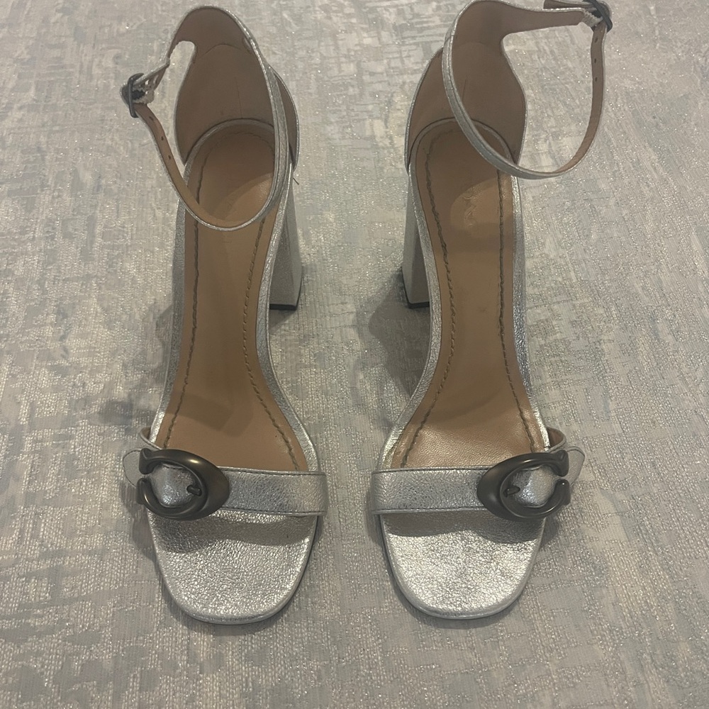 Coach Silver Strappy Heels